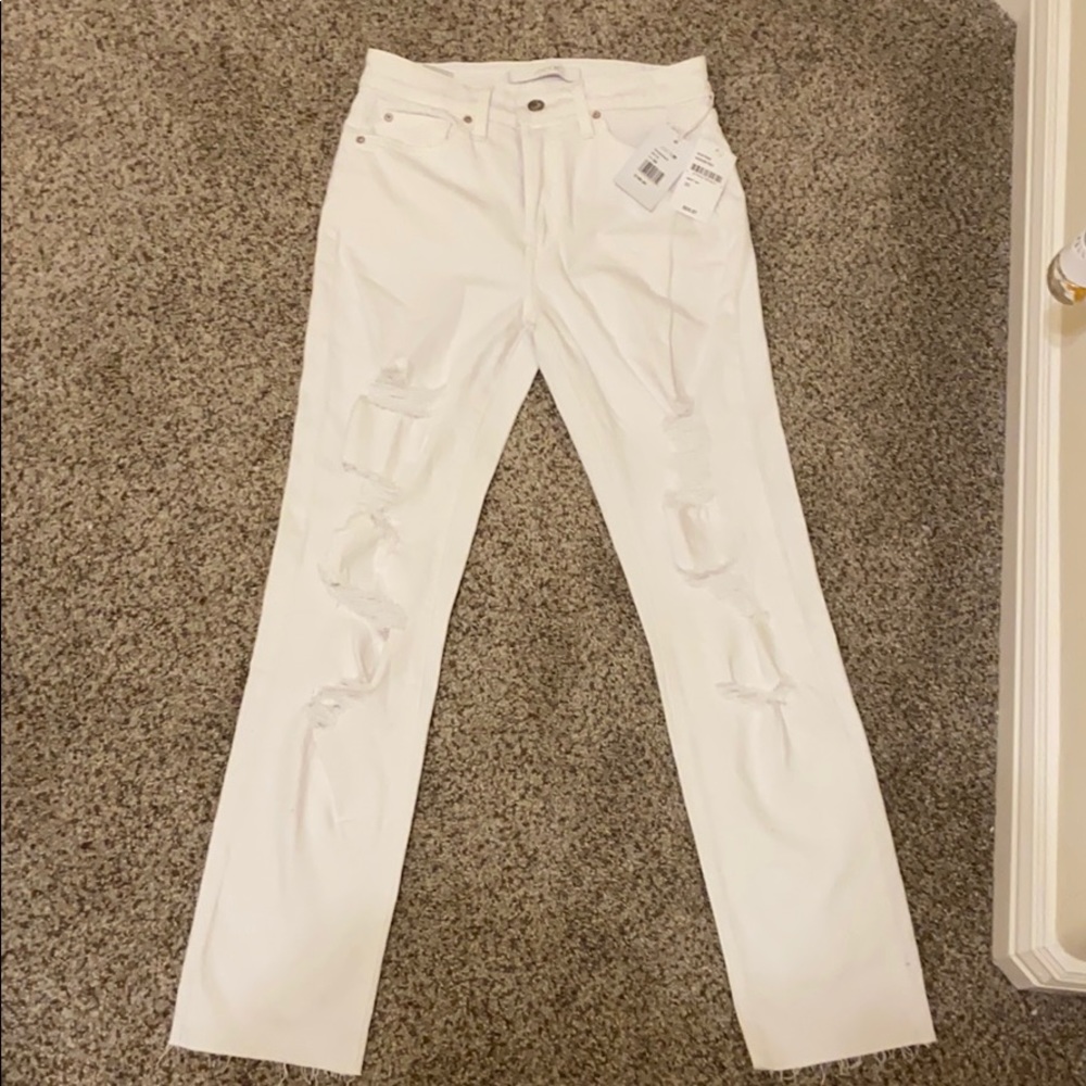 high rise straight ankle mom jeans